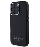 Кожен Калъф за iPhone 16 Pro Max, Karl Lagerfeld Grained PU Hotel RSG Case, Черен (2)