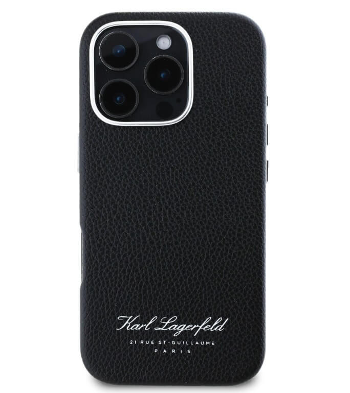 Кожен Калъф за iPhone 16 Pro Max, Karl Lagerfeld Grained PU Hotel RSG Case, Черен