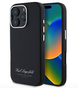 Кожен Калъф за iPhone 16 Pro Max, Karl Lagerfeld Grained PU Hotel RSG Case, Черен (3)