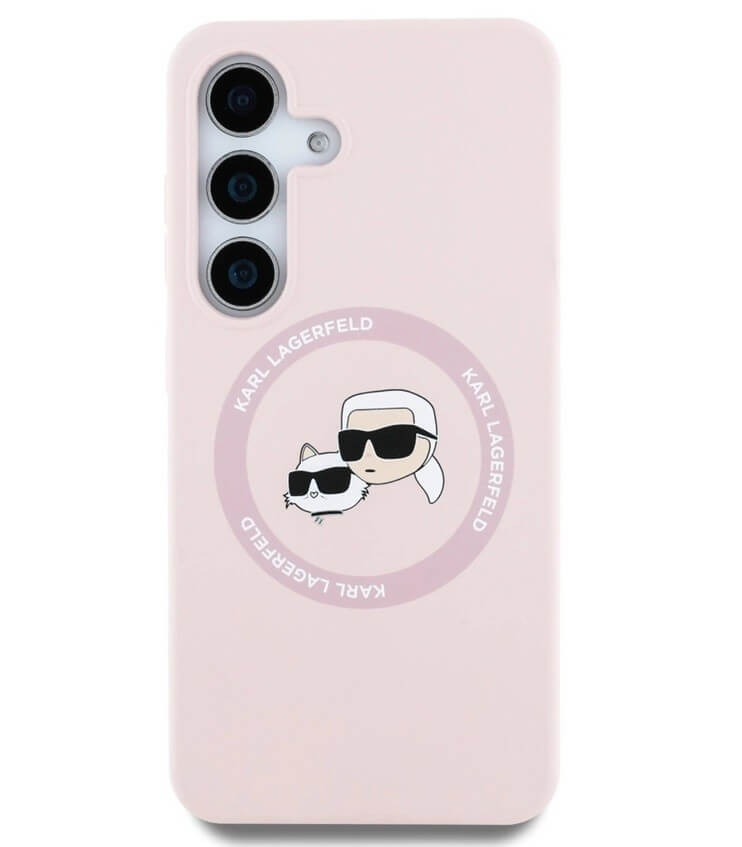 MagSafe Калъф за Samsung S25, Karl Lagerfeld Silicone Double Heads Case, Розов