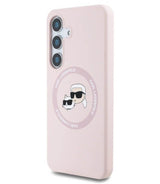 MagSafe Калъф за Samsung S25, Karl Lagerfeld Silicone Double Heads Case, Розов (2)