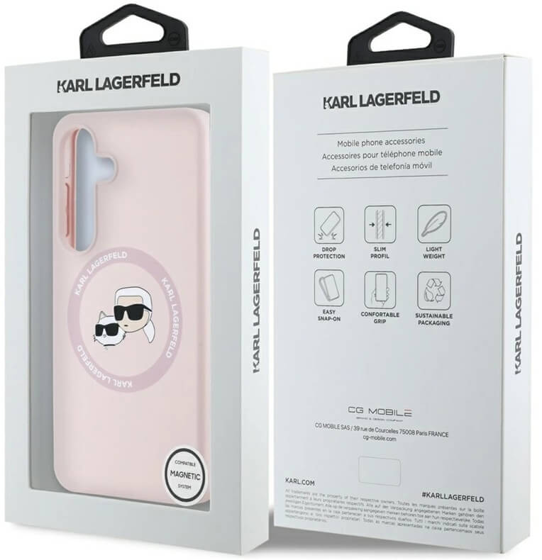 MagSafe Калъф за Samsung S25, Karl Lagerfeld Silicone Double Heads Case, Розов (7)