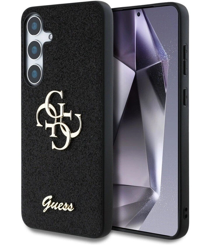 Калъф за Samsung S25, Guess Glitter 4G Metal Logo Case, Черен (2)
