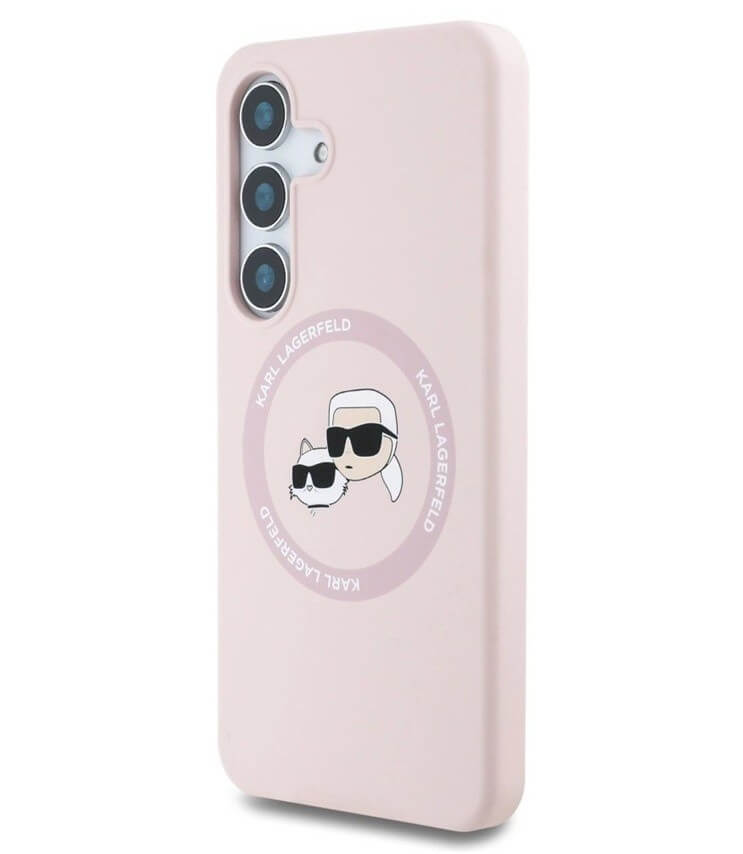 MagSafe Калъф за Samsung S25 Plus, Karl Lagerfeld Silicone Double Heads Case, Розов (2)