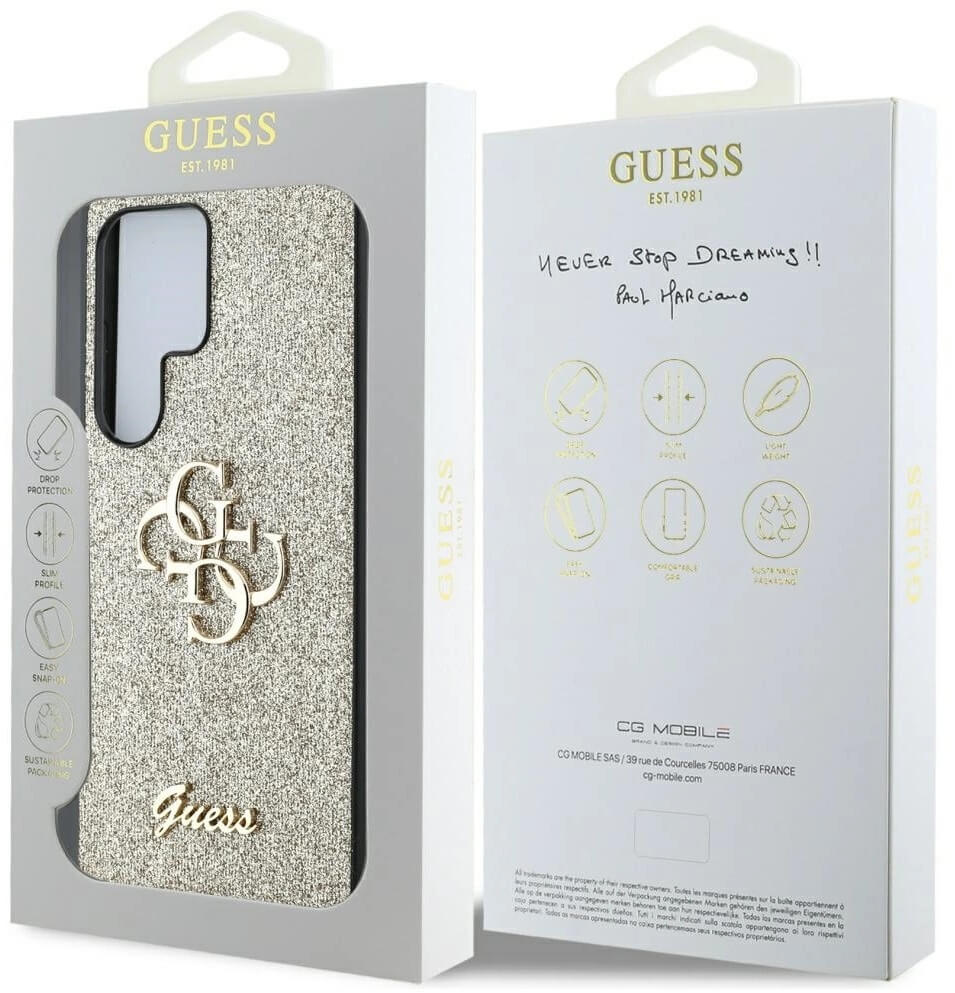 Калъф за Samsung S25 Ultra, Guess Glitter 4G Metal Logo Case, Златист (8)