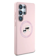 MagSafe Калъф за Samsung S25 Ultra, Karl Lagerfeld Silicone Double Heads Case, Розов (4)
