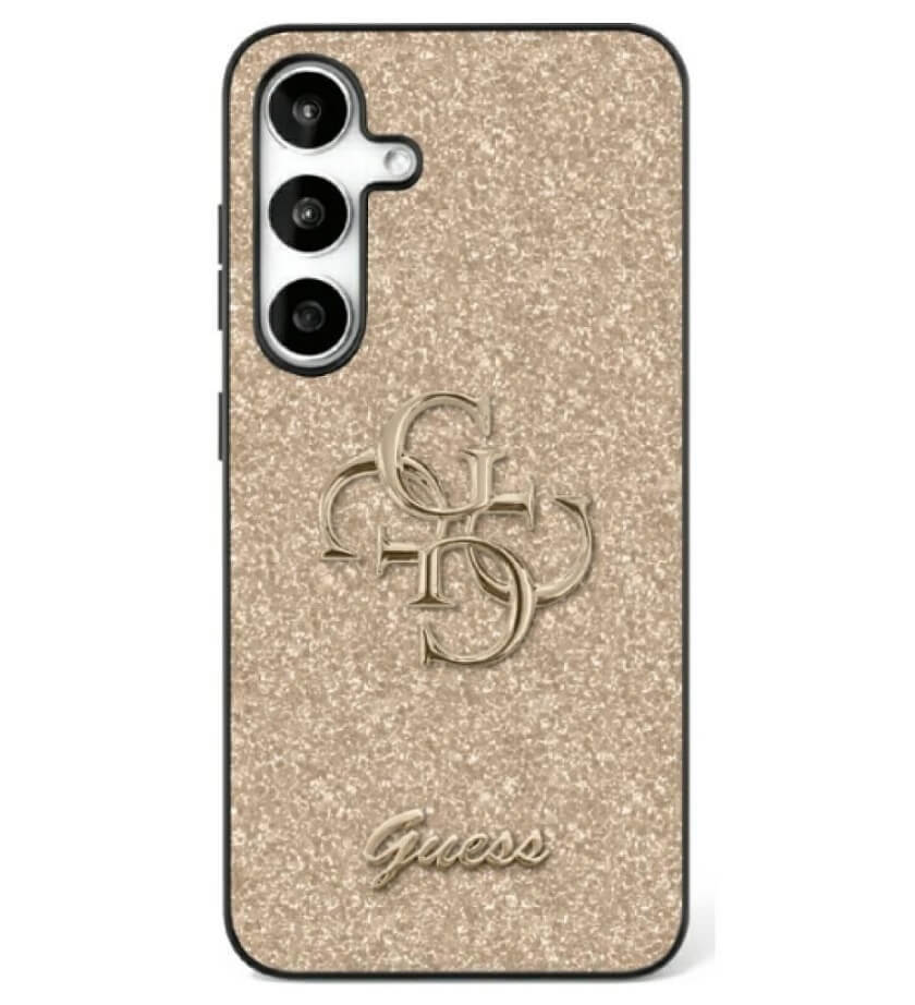 Калъф за Samsung S25 Plus, Guess Glitter 4G Metal Logo Case, Златист
