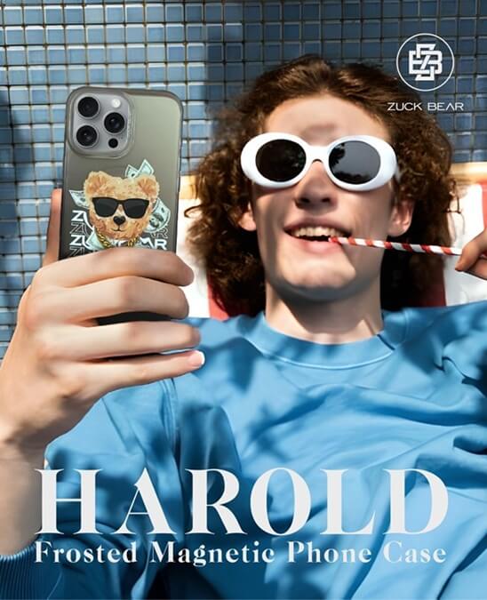 Magsafe Калъф за iPhone 16, Zuck Bear Harold Mag Case, Черен (2)