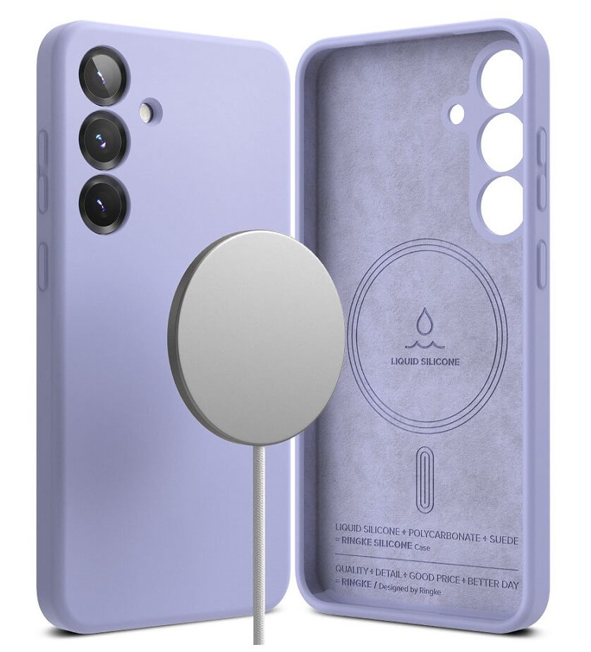 Magsafe Калъф за Samsung S25, Ringke Silicone Magnetic Case, Лилав (2)