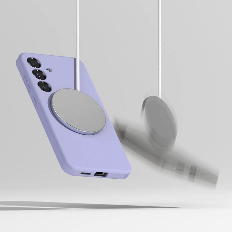 Magsafe Калъф за Samsung S25 Plus, Ringke Silicone Magnetic Case, Лилав (6)