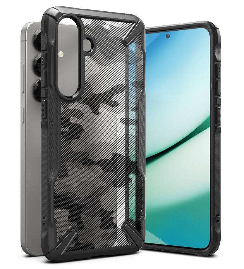 Противоударен Хибриден Калъф за Samsung S25, Ringke Fusion X Camouflage Case, Черен
