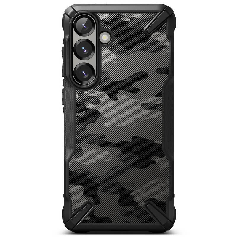 Противоударен Хибриден Калъф за Samsung S25, Ringke Fusion X Camouflage Case, Черен (3)