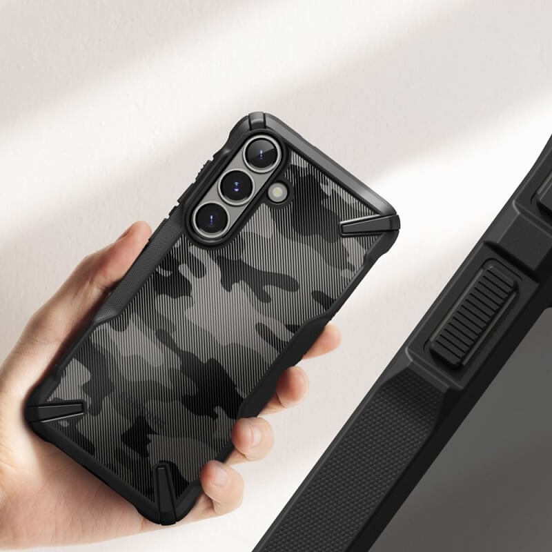 Противоударен Хибриден Калъф за Samsung S25 Plus, Ringke Fusion X Camouflage Case, Черен (6)
