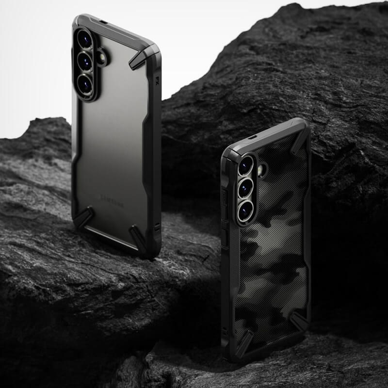 Противоударен Хибриден Калъф за Samsung S25 Plus, Ringke Fusion X Camouflage Case, Черен (7)
