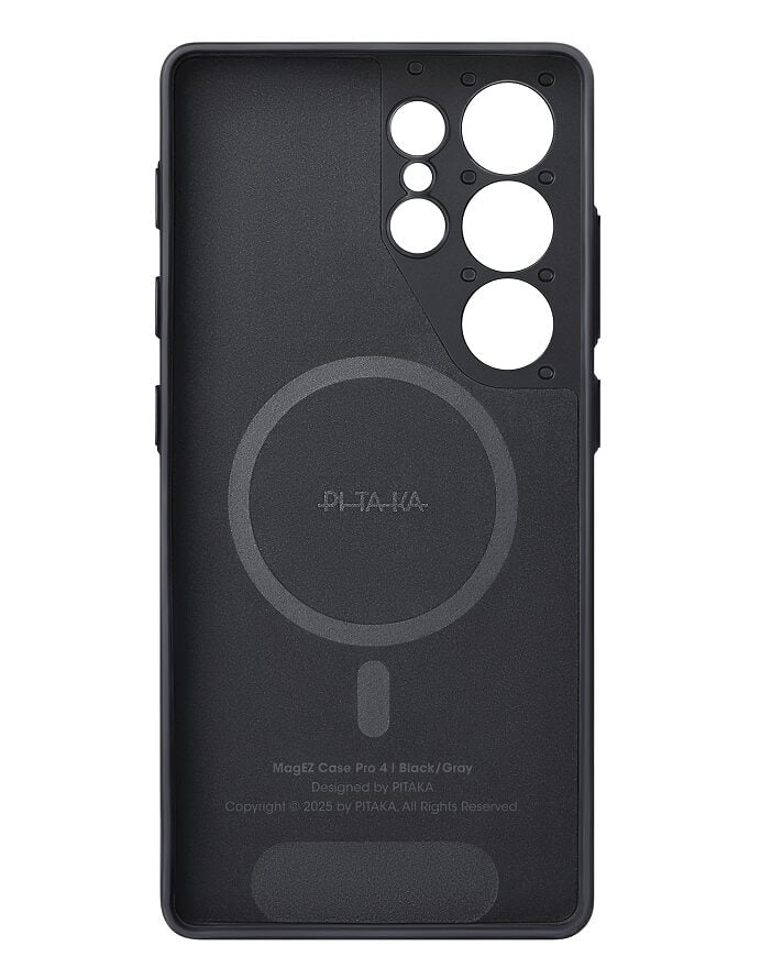 Magsafe Калъф за Samsung S25 Ultra, Pitaka PIN Button Black-Grey Plain Case, Черен (5)