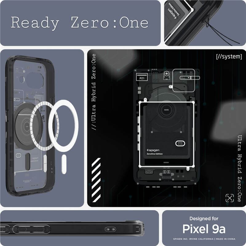 Хибриден Калъф за Google Pixel 9A, Spigen Zero One Ultra Hybrid Case, Черен (8)