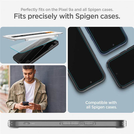 Стъклен Протектор за Google Pixel 9A, Spigen EZ Fit Glass 2бр., Прозрачен (8)