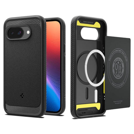 Magsafe Противоударен Калъф за Google Pixel 9A, Spigen Rugged Armor Magsafe Case, Черен (3)