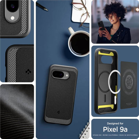 Magsafe Противоударен Калъф за Google Pixel 9A, Spigen Rugged Armor Magsafe Case, Черен (9)