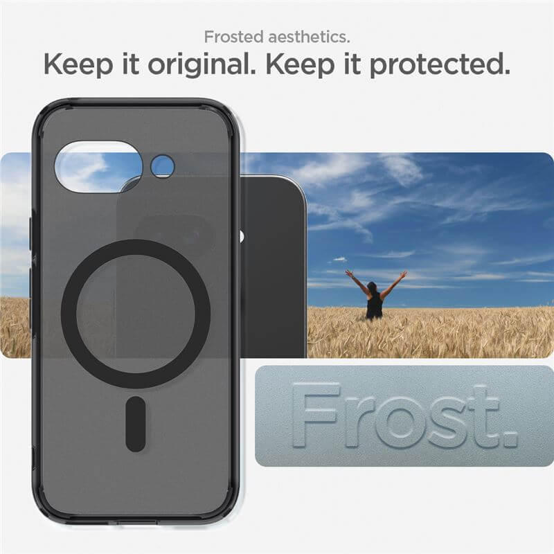 Magsafe Противоударен Калъф за Google Pixel 9A Spigen Ultra Hybrid Frost Case, Черен (9)