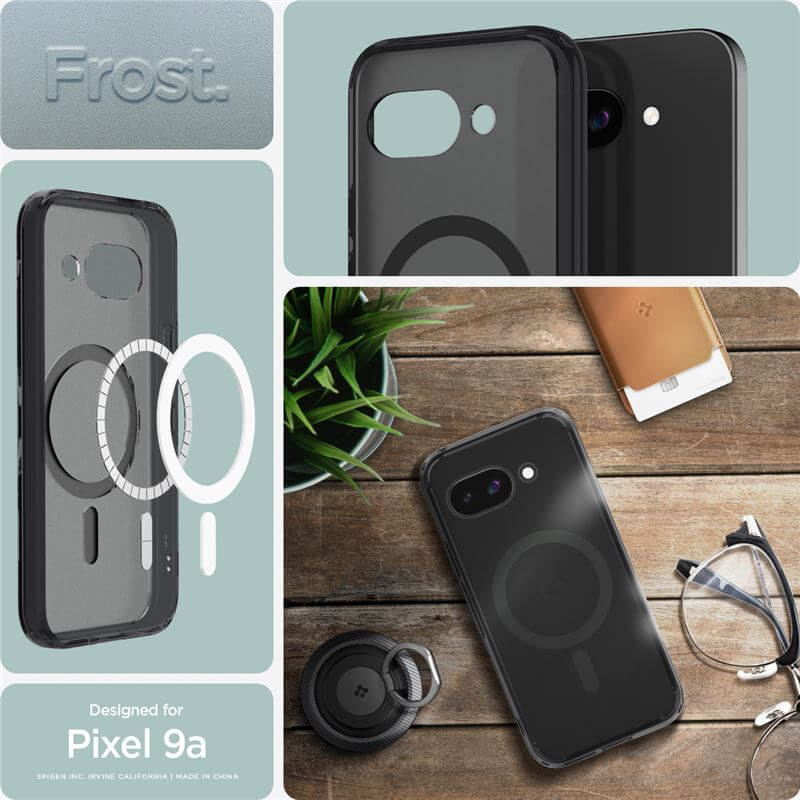 Magsafe Противоударен Калъф за Google Pixel 9A Spigen Ultra Hybrid Frost Case, Черен (8)