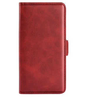 Кожен Калъф с Джобове за Xiaomi 15 Pro, Wallet Book Case, Червен