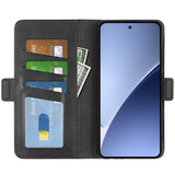 Кожен Калъф с Джобове за Xiaomi 15 Pro, Wallet Book Case, Черен (3)