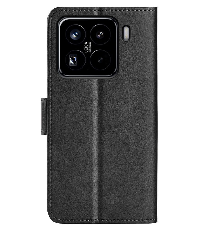Кожен Калъф с Джобове за Xiaomi 15 Pro, Wallet Book Case, Черен (2)