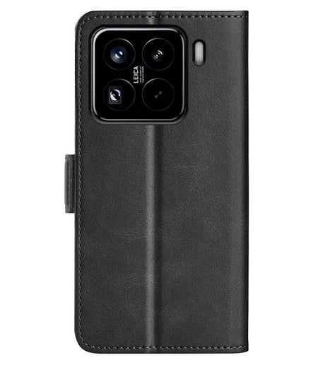 Кожен Калъф с Джобове за Xiaomi 15 Pro, Wallet Book Case, Черен (2)