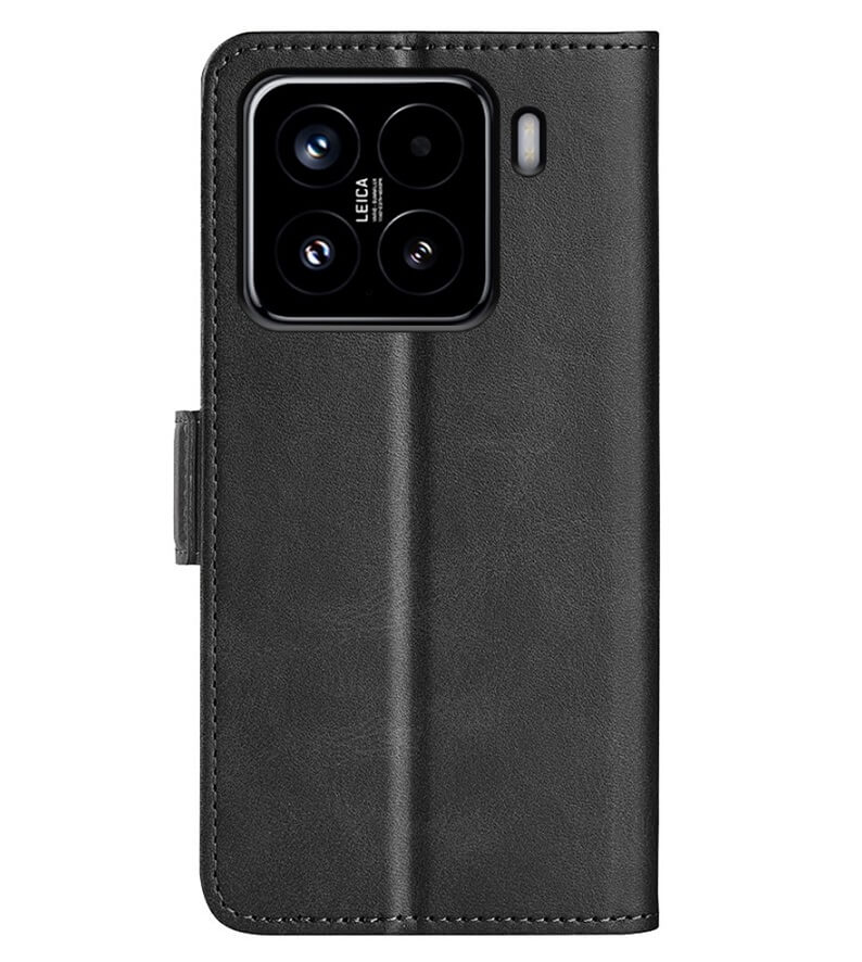 Кожен Калъф с Джобове за Xiaomi 15, Wallet Book Case, Черен (2)
