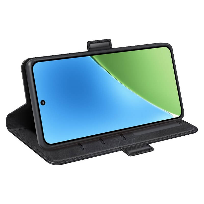 Кожен Калъф с Джобове за Xiaomi 15, Wallet Book Case, Черен (5)