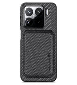 Калъф с Място за Карти за Xiaomi 15, Carbon Magsafe Wallet Case, Черен