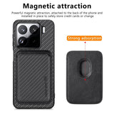 Калъф с Място за Карти за Xiaomi 15, Carbon Magsafe Wallet Case, Черен (4)