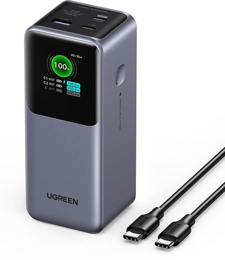 Външна Батерия, Ugreen PB721 130W PD/QC3.0 20000 mAh, Сив