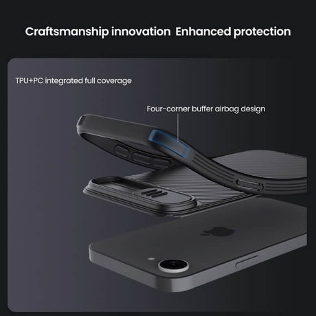 Калъф с Плъзгач за Камера за iPhone 17e/ 16e, Nillkin CamShield Pro Case, Черен (8)