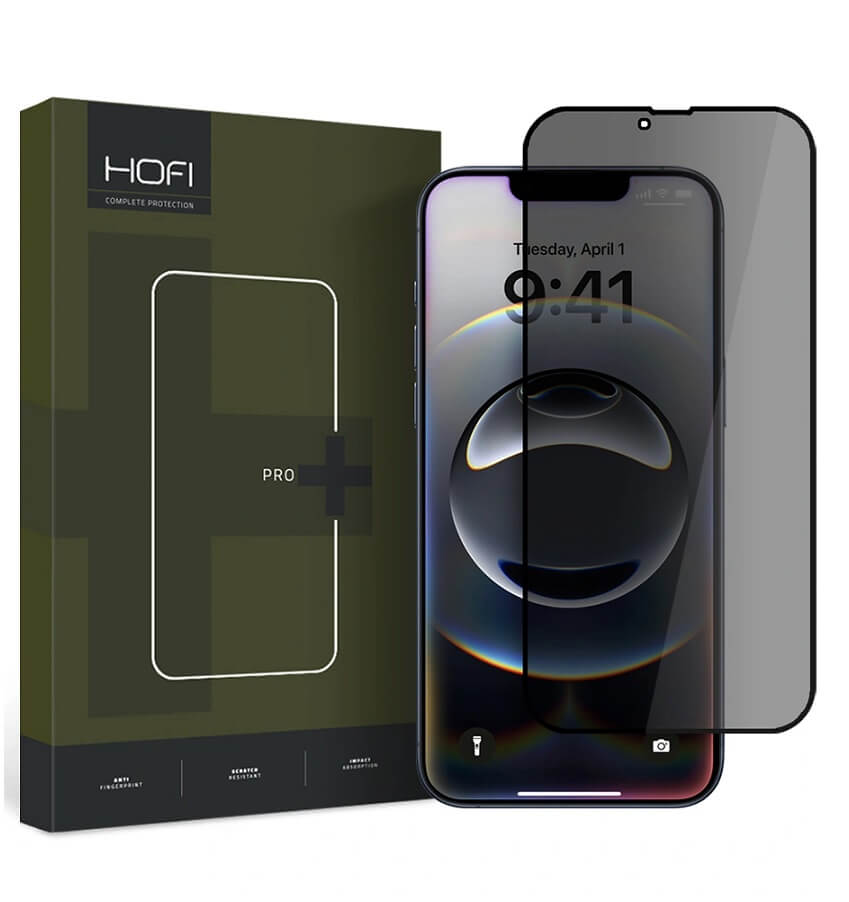 Затъмняващ Протектор за iPhone 17e/ 16e, Hofi Privacy Anti-Spy Glass, Черен