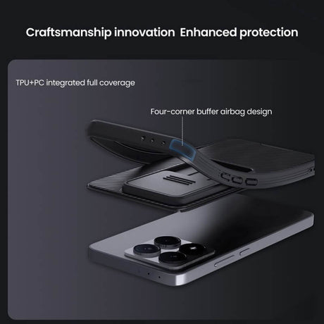 Калъф с Плъзгач за Камера за Xiaomi 14T Pro, Nillkin CamShield Pro Case, Черен (6)