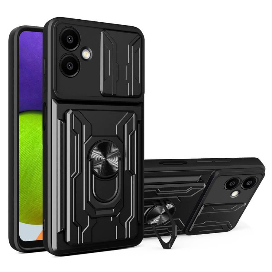 Калъф с Предпазител за Камера и Стойка за Samsung A06, Kickstand Pro Case, Черен