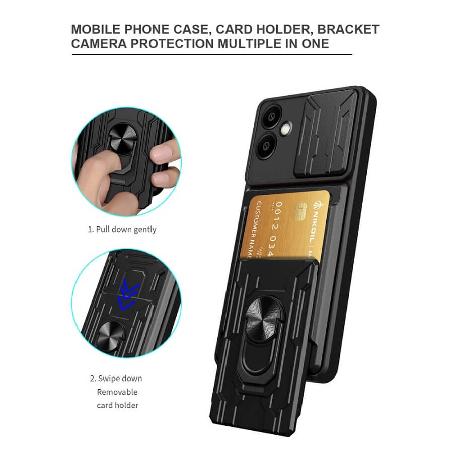 Калъф с Предпазител за Камера и Стойка за Samsung A06, Kickstand Pro Case, Черен (5)