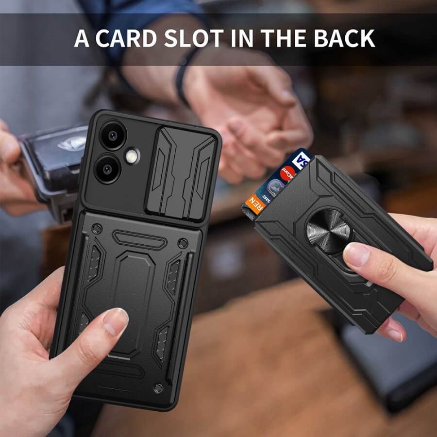 Калъф с Предпазител за Камера и Стойка за Samsung A06, Kickstand Pro Case, Черен (6)