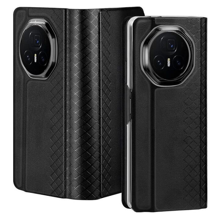 Кожен Калъф за Honor Magic V3, Dux Ducis Bril Case, Черен (3)