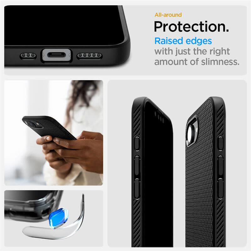 Противоударен Калъф за iPhone 17e/ 16e, Spigen Liquid Air Case, Черен (8)