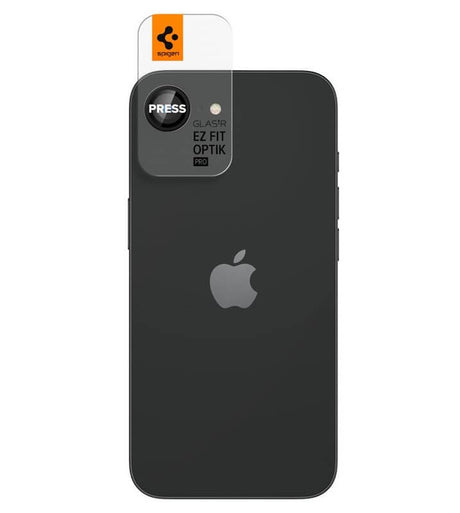 Протектор за Камерата на iPhone 17e/ 16e, Spigen EZ Fit Optik Pro Glass tR 2бр., Черен (3)