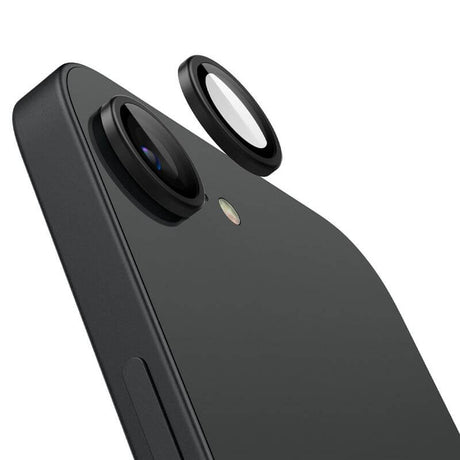 Протектор за Камерата на iPhone 17e/ 16e, Spigen EZ Fit Optik Pro Glass tR 2бр., Черен (2)