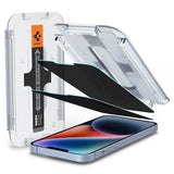 Затъмняващ Протектор за iPhone 17e/ 16e, Spigen Privacy Glass tR EZ Fit 2бр., Черен