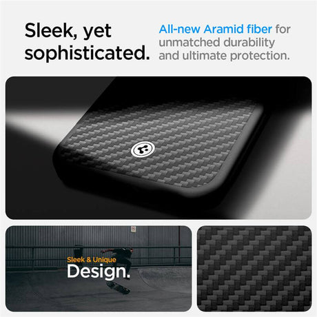 Magsafe Тънък Калъф за iPhone 17e/ 16e, Spigen Enzo Aramid Case, Черен (9)