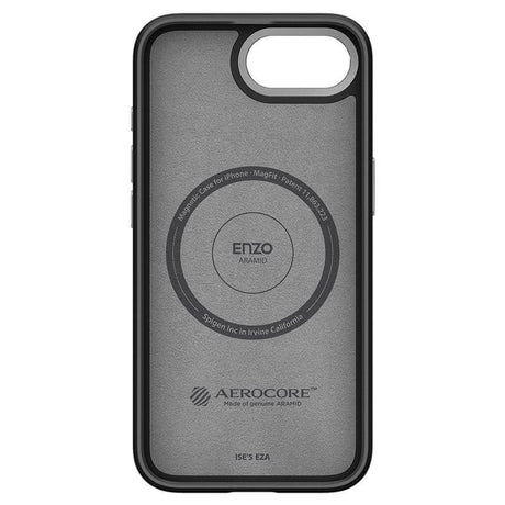 Magsafe Тънък Калъф за iPhone 17e/ 16e, Spigen Enzo Aramid Case, Черен (2)