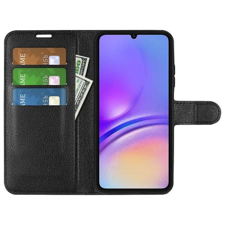 Кожен Калъф с Джобове за Samsung A06, Wallet Book Case, Черен (3)