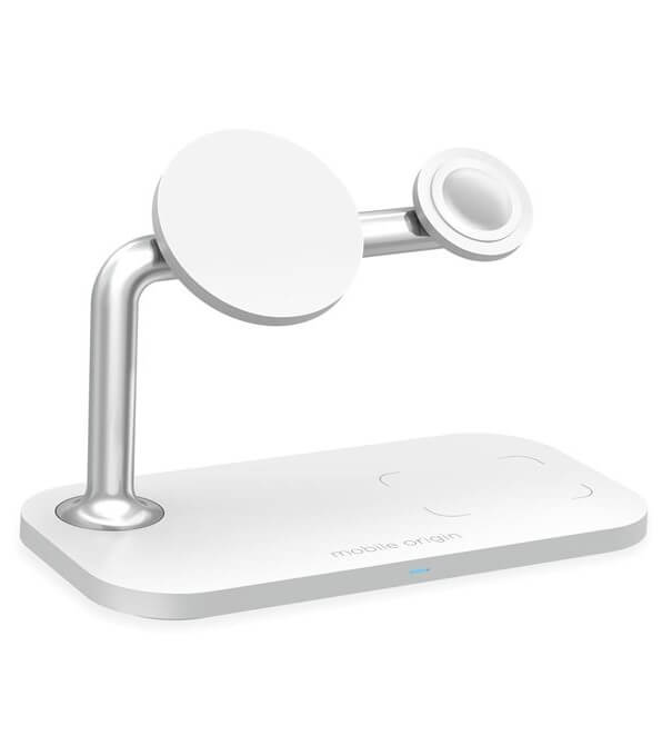 Безжично Зарядно MagSafe 3в1 за iPhone, Mobile Origin Charger 15W, Бял