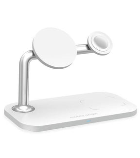 Безжично Зарядно MagSafe 3в1 за iPhone, Mobile Origin Charger 15W, Бял